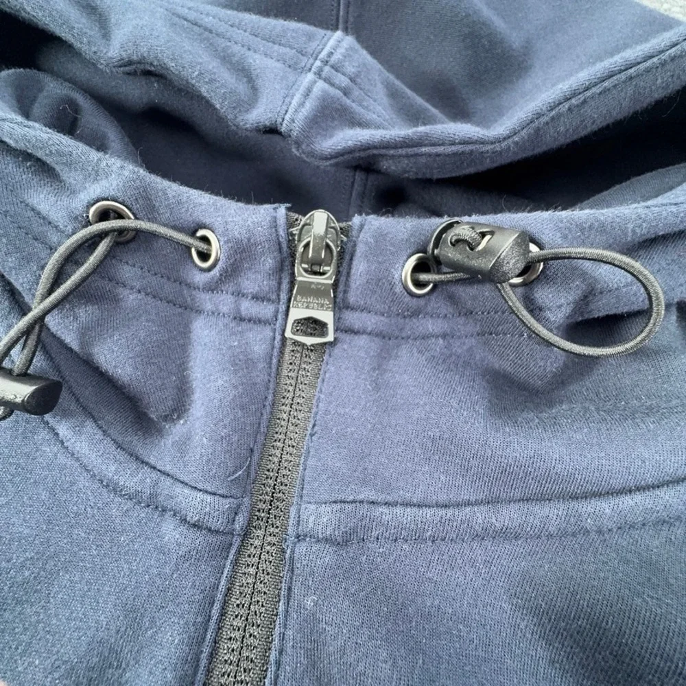 Banana Republic Mens Navy Blue Quarter Zip Hoodie Sweatshirt Large Cotton Blend